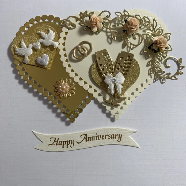 Happy First Wedding Anniversary Karte – 15x15 Cm, Leere Innenseite