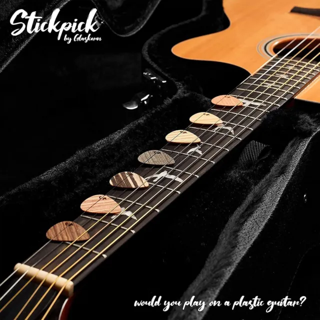 Stickpick | 7 flexible Gitarrenplektren aus Echtholz | Verschiedene Stärken 2