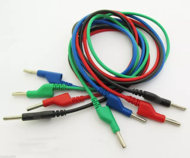 4x Dual 4mm banana plug silicone Test cable 1M 4 color