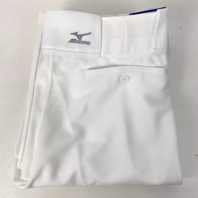 New Mizuno Baseball Mens Hemmed Bottom Performance White Pants Size L Marks JAN5