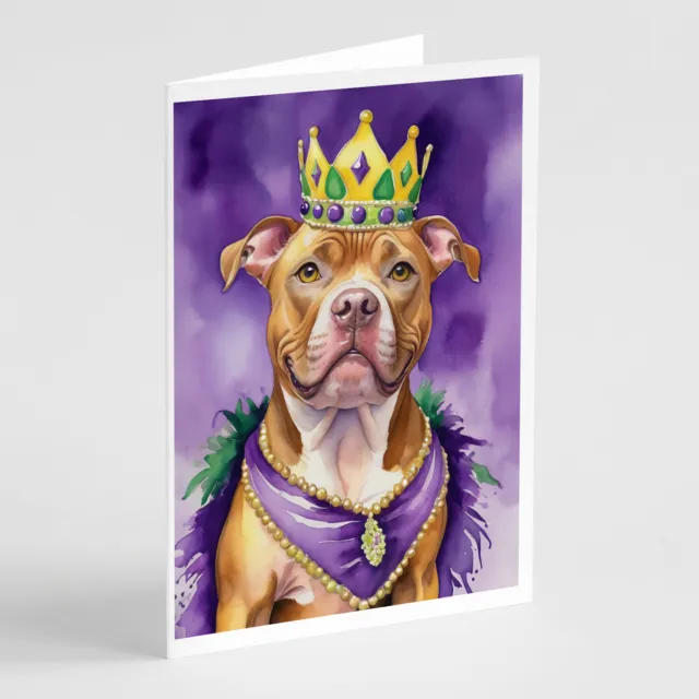 Pit Bull Terrier King of Mardi Gras Cards Envelopes Pack of 8 DAC4851GCA7P