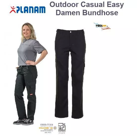 Planam Damen Arbeitshose EASY Outdoor Bundhose schwarz Gr. 34-54