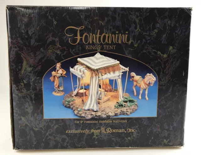 FONTANINI ITALY 5" RETIRED KING MELCHIOR  Blue TENT NATIVITY VILLAGE 50153 New