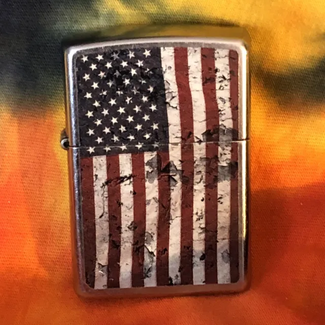 Zippo Cigarette Lighter American Flag Americana Distressed 2016  J-16