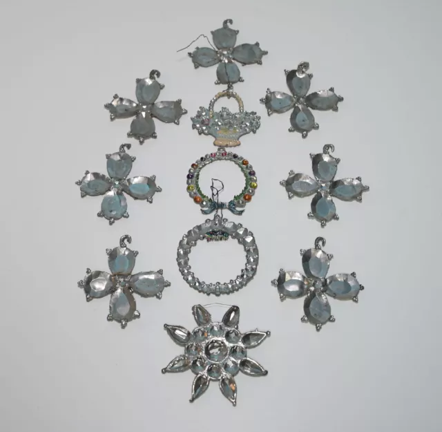 uralter Christbaumschmuck * 11 Prismen Metallguß * um 1890