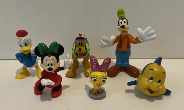 Disney Cake Topper Figure Set - Minnie Donald Pluto Flounder Tweety Goofy