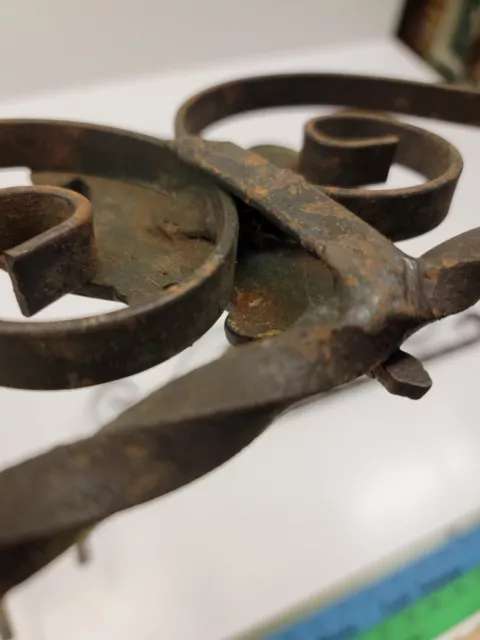 4x Antique Wrought Iron Swing Arm Curtain Brackets - Art Nouveau 17