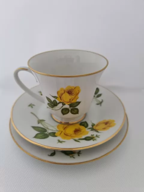 Noritake Yellow Rose 3 piece teacup, saucer and plate set (Circa 1970's)