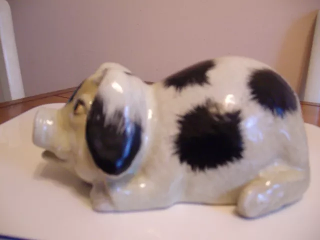 Decorative Resting Black Spotted Pig Figurine - Ceramic 3