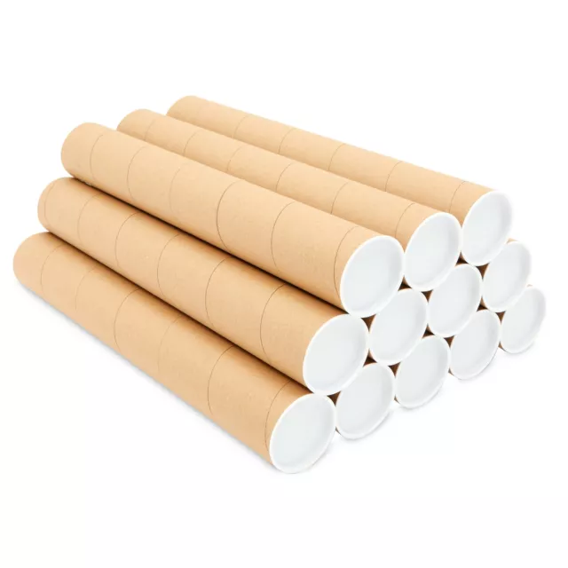 12 Pack Mailing Tubes with Caps 2x16 Inch Round Cardboard Mailers for Shipping