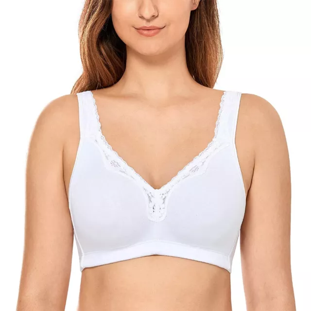 UK Ladies Plus Size Bra Cotton Rich Full Firm Support Non Wired Non Padded Bra