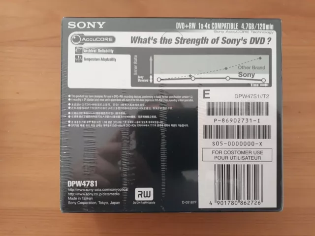 Sony DVD RW Blank Disc 1x-4x 120min (4.7GB)  AccuCore  5 Pack New & Sealed 2