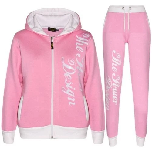 Bambini Tuta Ragazze The Power Design Top Rosa Joggers Fondo da Jogging