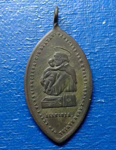 Ancient Bronze Religious Medallion LIST SKUTECZ.S.ANTONIEGO PADEWSKIEGO ....