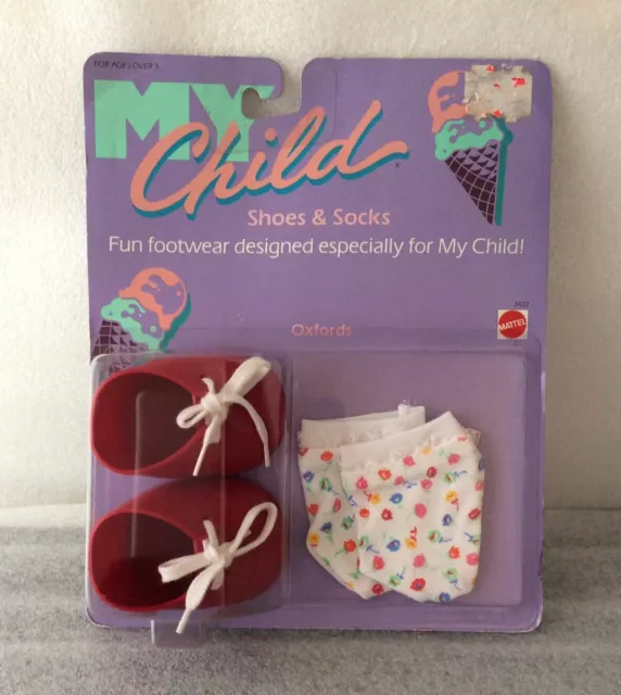 MY CHILD DOLL Vintage Mattel 1980’s Red Oxford Shoes & Floral Socks ...
