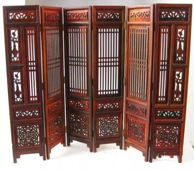 Exquisite Hand-carved Chinese Boxwood Sculpture Small Folding Screens Home Decor