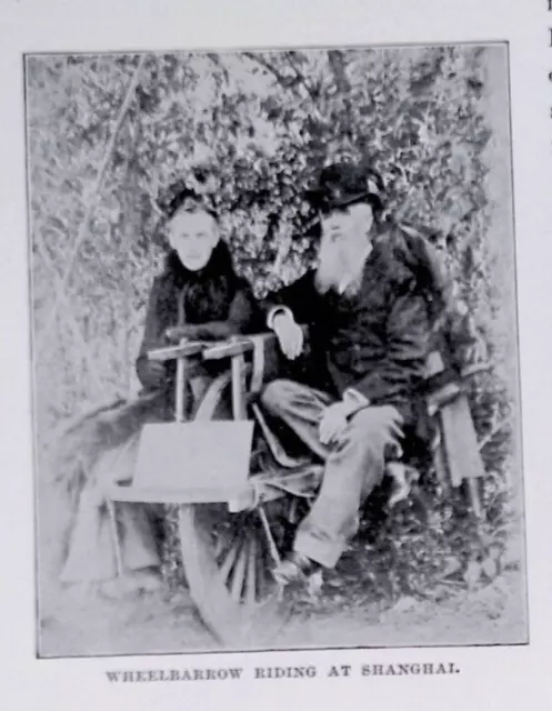 Wheelchair Riding Older European Couple Shanghai Original 1901 Photo Print 10x7"