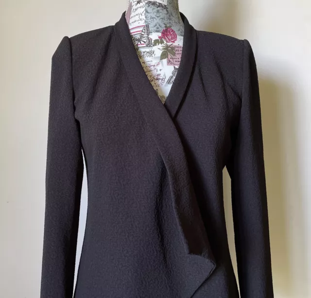 GIAN CARLO Ladies Black Collared Blazer Size 8 Designer Fully Lined Shoulder Pad 2