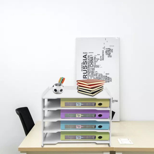 5-Tier DIY Stackable Letter Tray Office Desk Paper Document Organizer File Trays