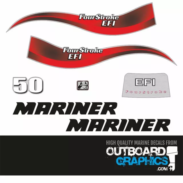 Mariner 50hp  four stroke EFI (2008) outboard engine decals/sticker kit