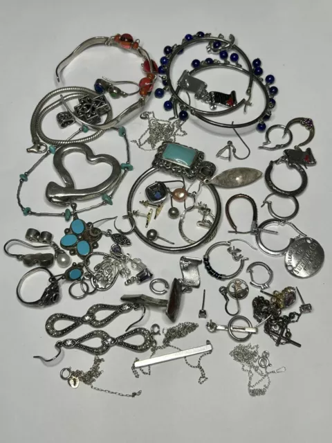 4.9 oz Jewelry lot marked tested 925 Sterling Silver. Wearable or Scrap Silver.