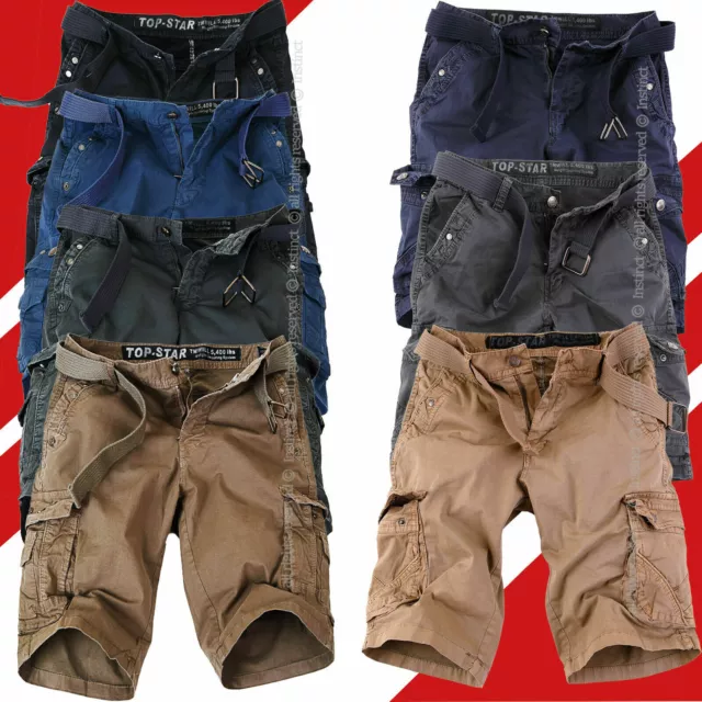 Bermuda Uomo Cargo Pantaloni Corti Pantaloncini Shorts Tasche Laterali Tasconi