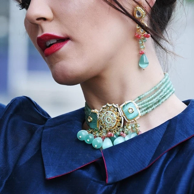 Collier Ras Du Cou Indien Style Bollywood Ethnique - Plaqué Or - Neuf Avec étiquettes - Bijou Fantaisie