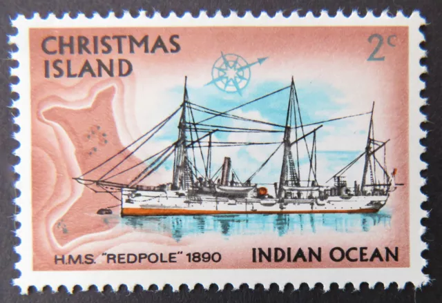 1972 Christmas Island Stamps - Sailing Ships Definitives - Single 2c MNH