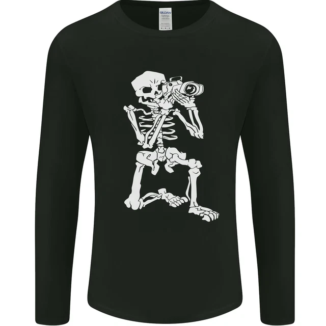 Skeleton Photographer Photography Mens Long Sleeve T-Shirt