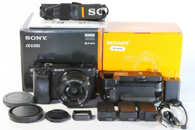 [Mint in Box] Sony Alpha a6300 Mirrorless Camera + 2 Batteries and V Grip A844