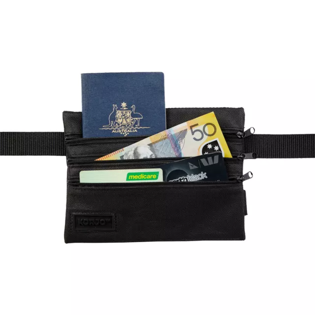 Travel Security Bag Passport Waist Pouch Card Ticket Money Belt Wallet Black