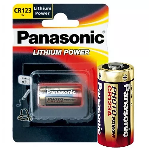 4x Photobatterie von Panasonic CR123A Foto Batterien Lithium CR123 Blisterpack