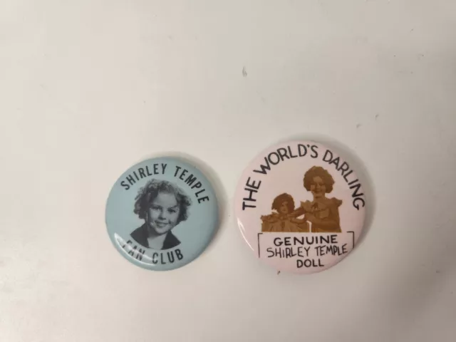 Vintage Pin Button Genuine SHIRLEY TEMPLE DOLL Button Pin Back  Fan Club 3