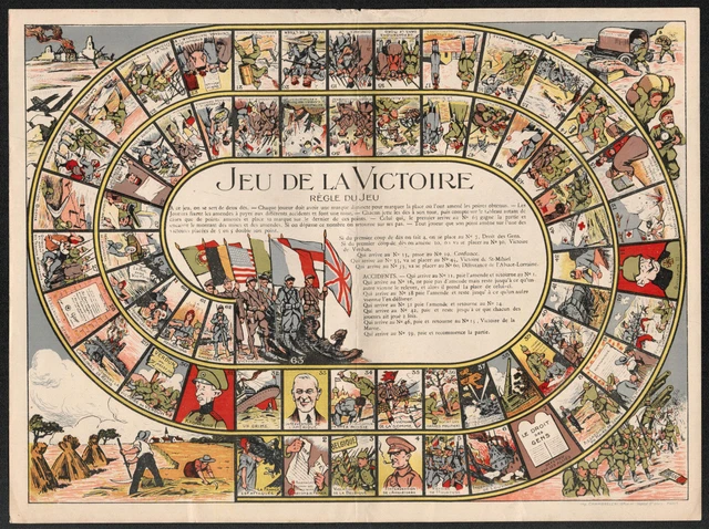 Ancien Plateau De Jeu De L'Oie Militaire, édition AMAND Lithographe, Vers 1880, à Restaurer, Rare