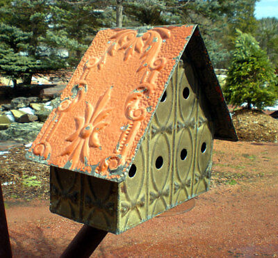 SALE 25 x 48 Antique Ceiling Tin Tile Pumpkin Cabinet Doors Shabby Chic Cottage 3
