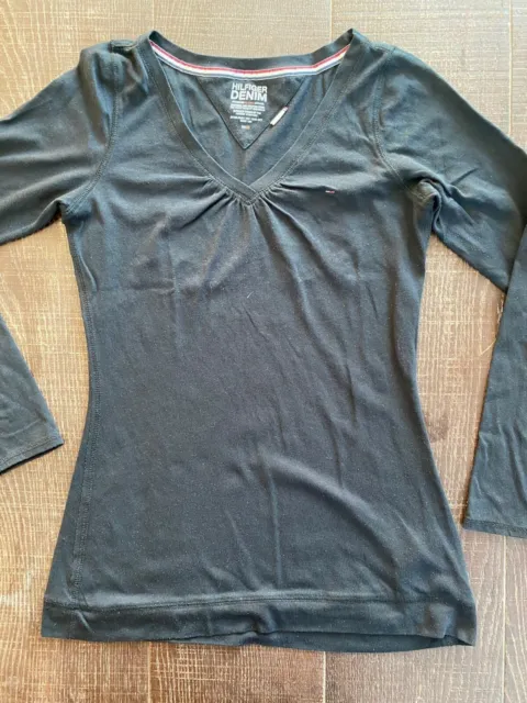 Tommy Hilfiger++T Shirt++Tg.m++Originale 100%++Nero+Street Wear+Manica Lunga-Rv