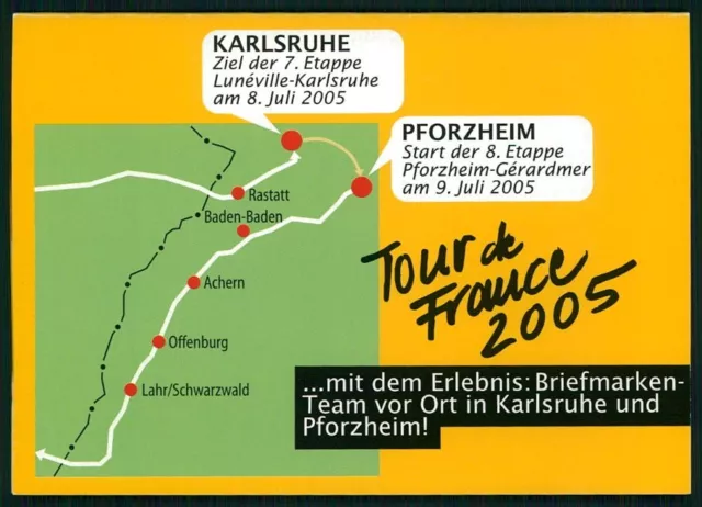 BRD SONDERKARTE 2005 TOUR DE FRANCE KARLSRUHE-PFORZHEIM AUFLAGE NUR 1000!! h6702