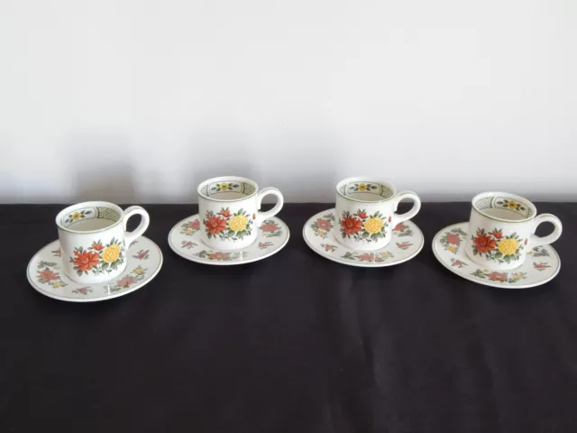 4 ANCIENNES Tasses avec Sous Tasses VILLEROY & BOCH Modèle SUMMERDAY