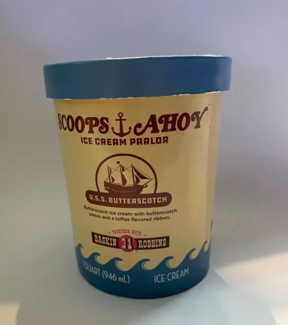 Stranger Things Scoops Ahoy USS BUTTERSCOTCH Ice Cream Container Baskin Robbins