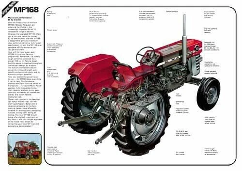 Vintage Massey Ferguson 35 Cutaway Tractor Poster Brochure Art - A3, UK - View #3