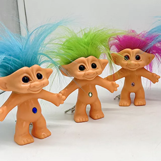 Troll Doll Keychain Good Luck Troll Dolls Key Holder Crazy Colour Hair 10cm