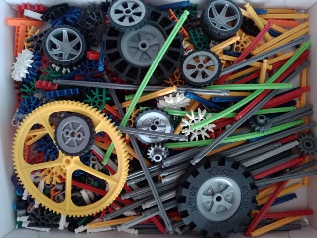 1kg Joblot Bundle Of Presorted Knex Rods Connectors Paired Wheels And Cogs