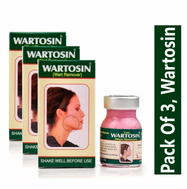 Wartosin Herbal Wart Remover Skin Tag Marks Spots Removal 3 ml - Paquet de 3