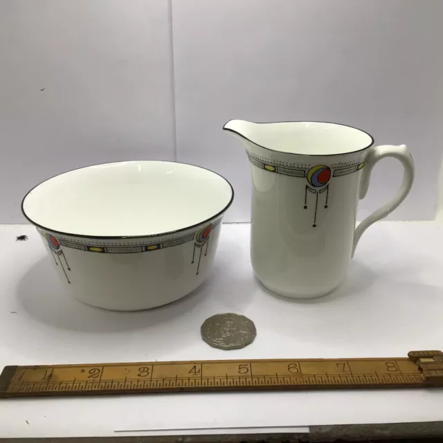 Vintage Shelley Fine Bone China -Art Deco Milk Creamer & Sugar Bowl 11306