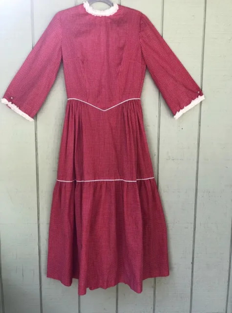 Civil war Prairie Red Checkered Maxi Dress