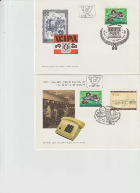 Österreich, 2 Kuverte mit Ersttagstempel anlässlich  WIPA 1981,  29.Mai 1981