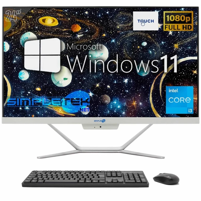 AIO ALL IN One Touch Screen i3 24 " Full HD Windows 11 4GB 120GB PC ...