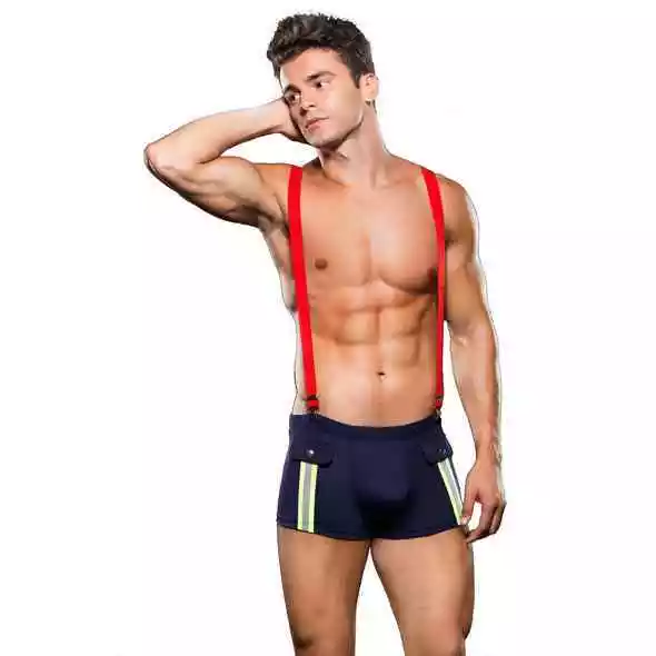 Envy - pantaloni pompiere con bretelle M - XL costume pompiere poliestere