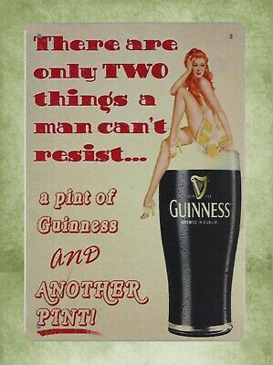 pint of Guinness pin-up sexy girl tin metal sign home furnishings