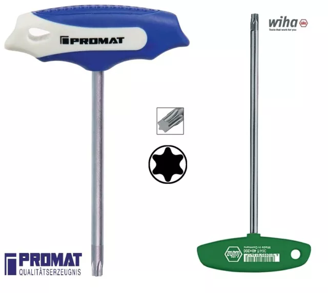 PROMAT / WIHA TORX Schraubendreher mit T-Griff / Quergriff Größen T9 - T45